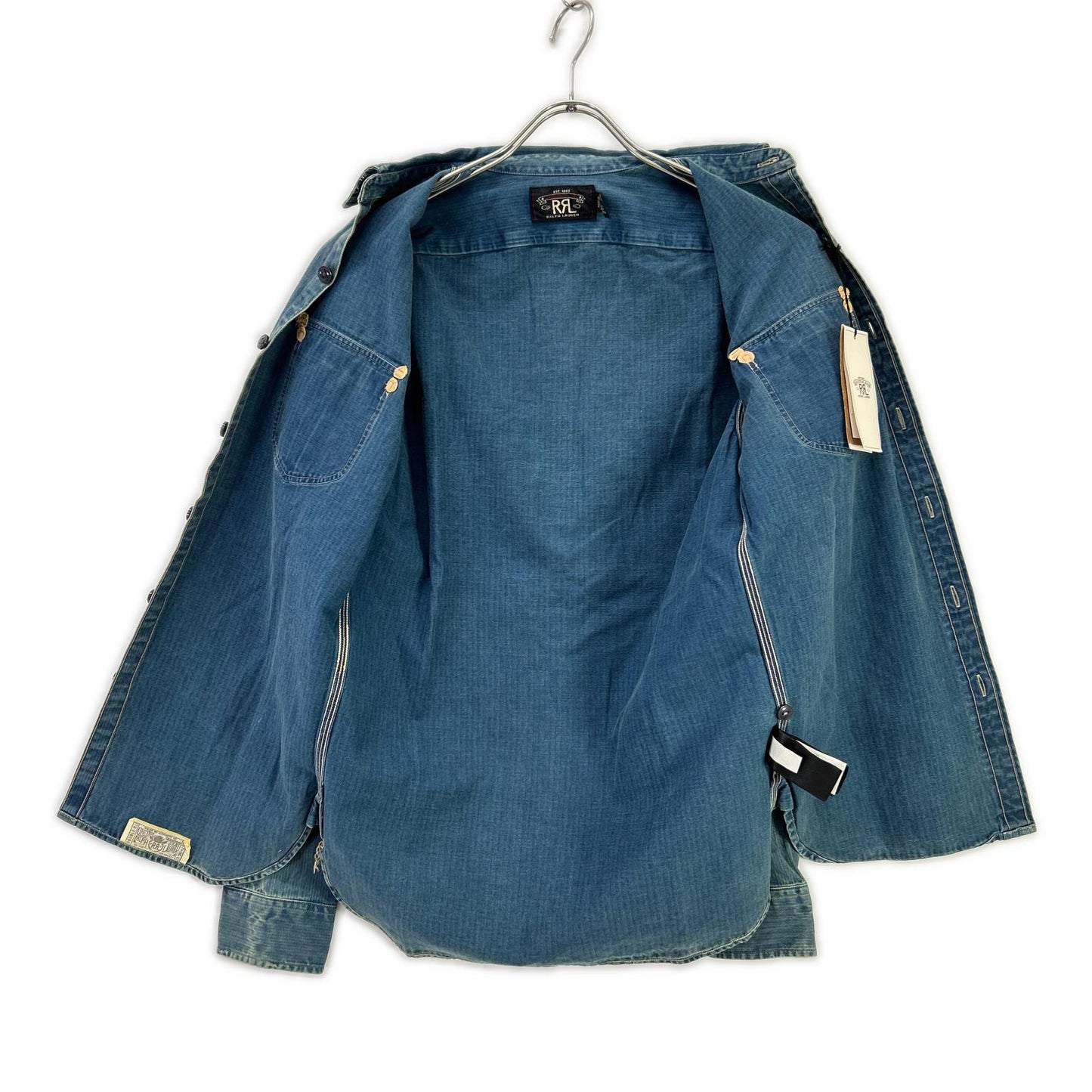 RRL Washed Indigo Herringbone Twill Workshirt Shirt Size XS