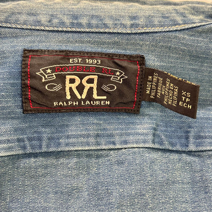 RRL Washed Indigo Herringbone Twill Workshirt Shirt Size XS