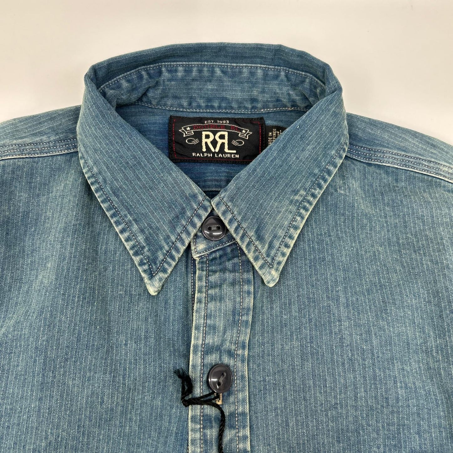 RRL Washed Indigo Herringbone Twill Workshirt Shirt Size XS