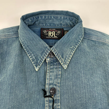 RRL Washed Indigo Herringbone Twill Workshirt Shirt Size XS