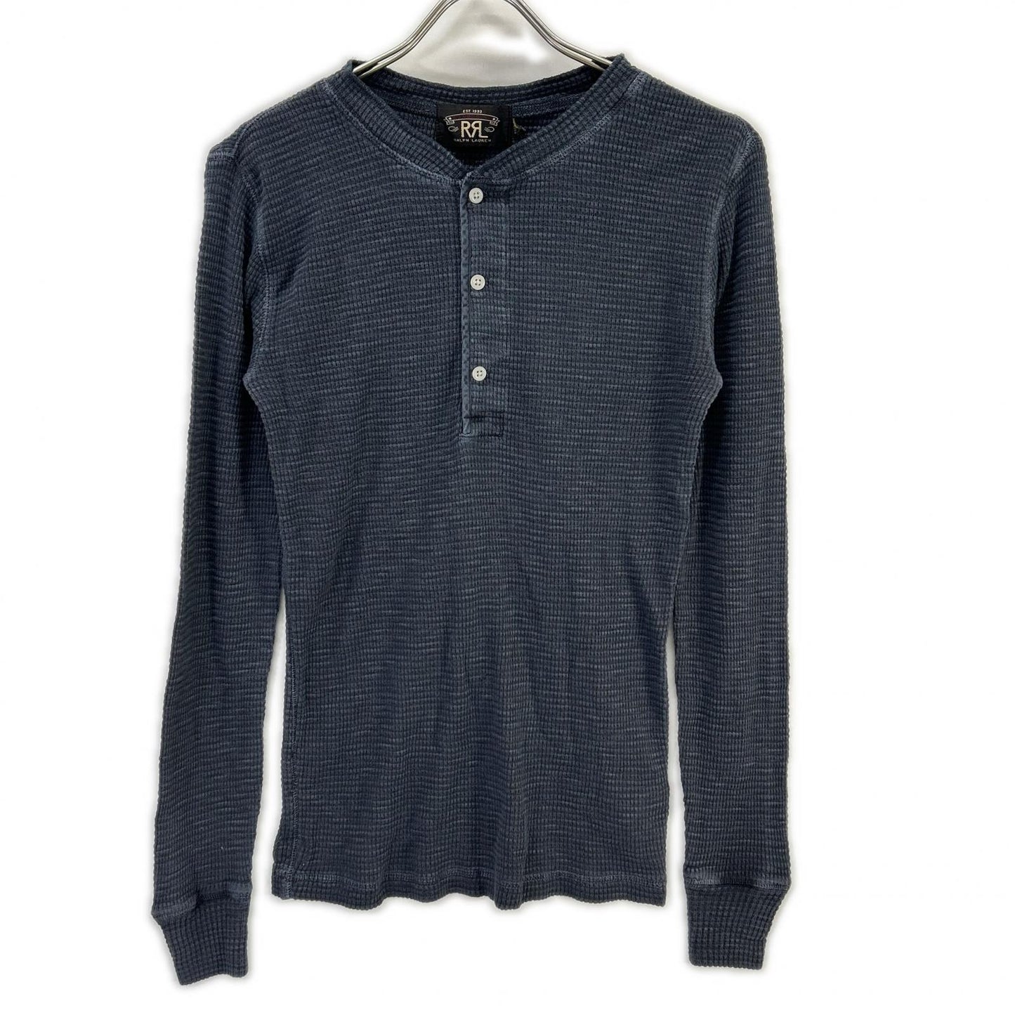 RRL Washed Grey Cotton Henley Waffle Long Sleeve Size XS