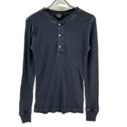 RRL Washed Grey Cotton Henley Waffle Long Sleeve Size XS