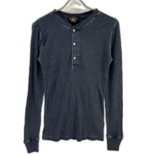 RRL Washed Grey Cotton Henley Waffle Long Sleeve Size XS