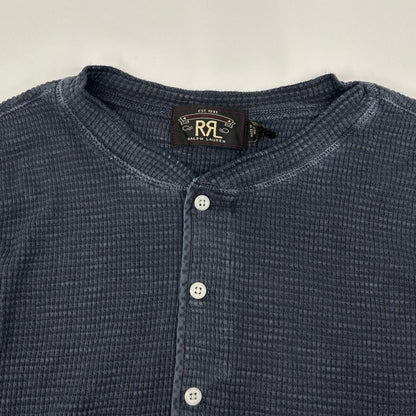 RRL Washed Grey Cotton Henley Waffle Long Sleeve Size XS