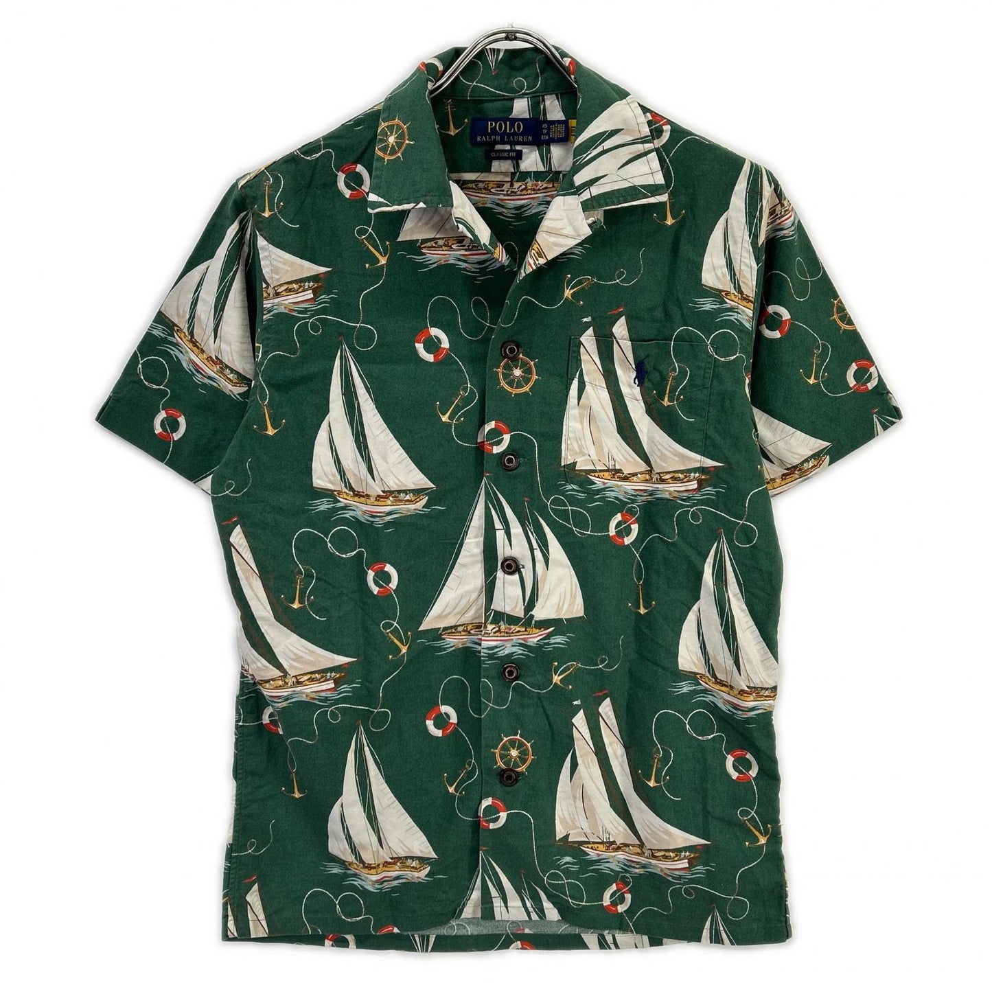POLObyRalphLauren Green Sailboat Oxford Camp Shirt Polo Size XS