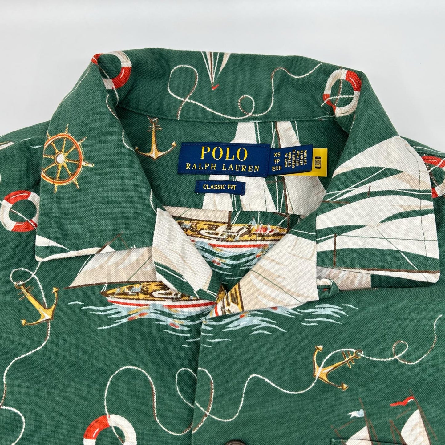 POLObyRalphLauren Green Sailboat Oxford Camp Shirt Polo Size XS