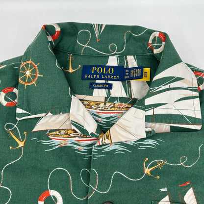 POLObyRalphLauren Green Sailboat Oxford Camp Shirt Polo Size XS