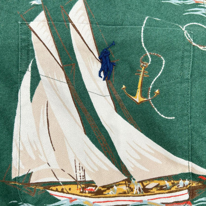POLObyRalphLauren Green Sailboat Oxford Camp Shirt Polo Size XS