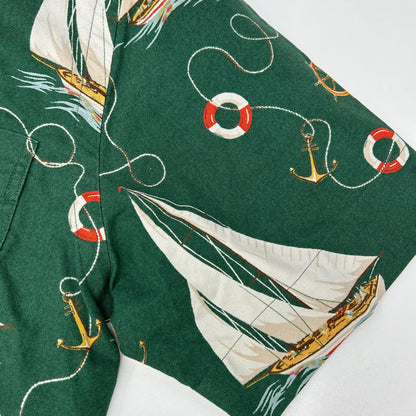 POLObyRalphLauren Green Sailboat Oxford Camp Shirt Polo Size XS