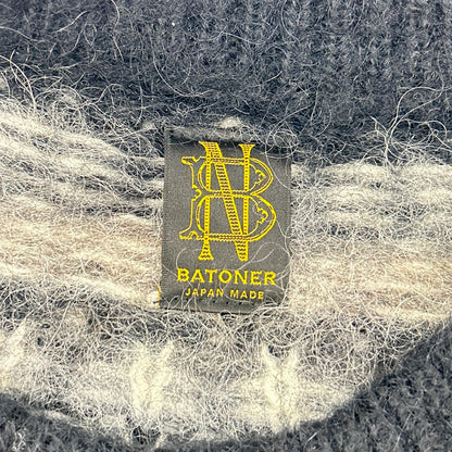 BATONER Black Mohair Nordic Crew Neck Sweater Size 1