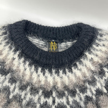 BATONER Black Mohair Nordic Crew Neck Sweater Size 1