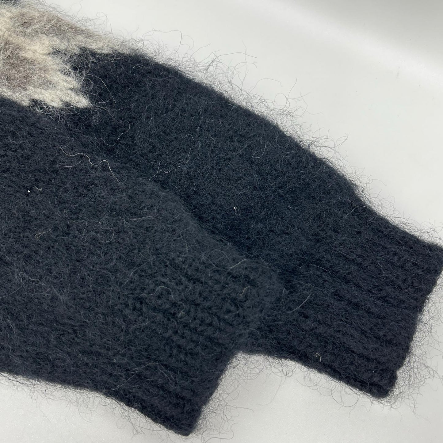 BATONER Black Mohair Nordic Crew Neck Sweater Size 1