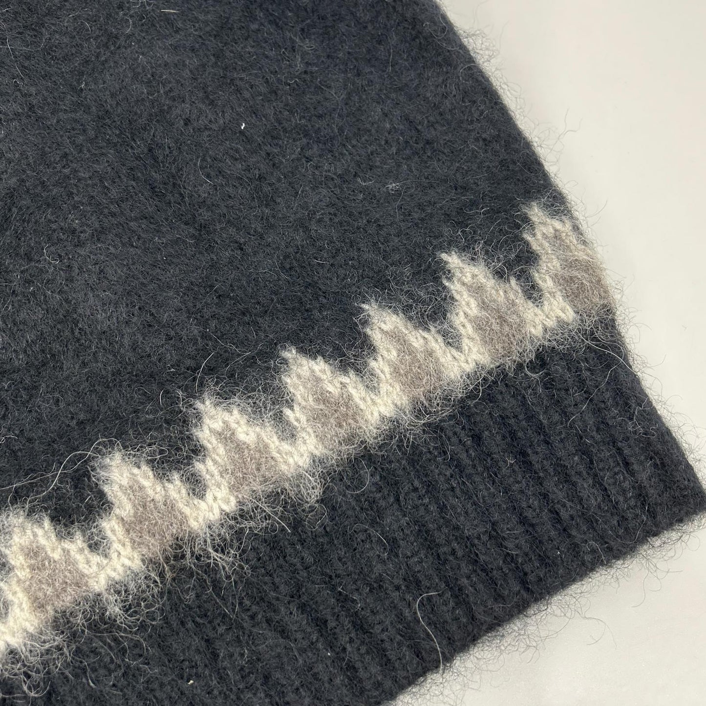 BATONER Black Mohair Nordic Crew Neck Sweater Size 1