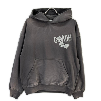 COACH Gray Garment Dye Dice Logo Relaxed Hoodie Size S