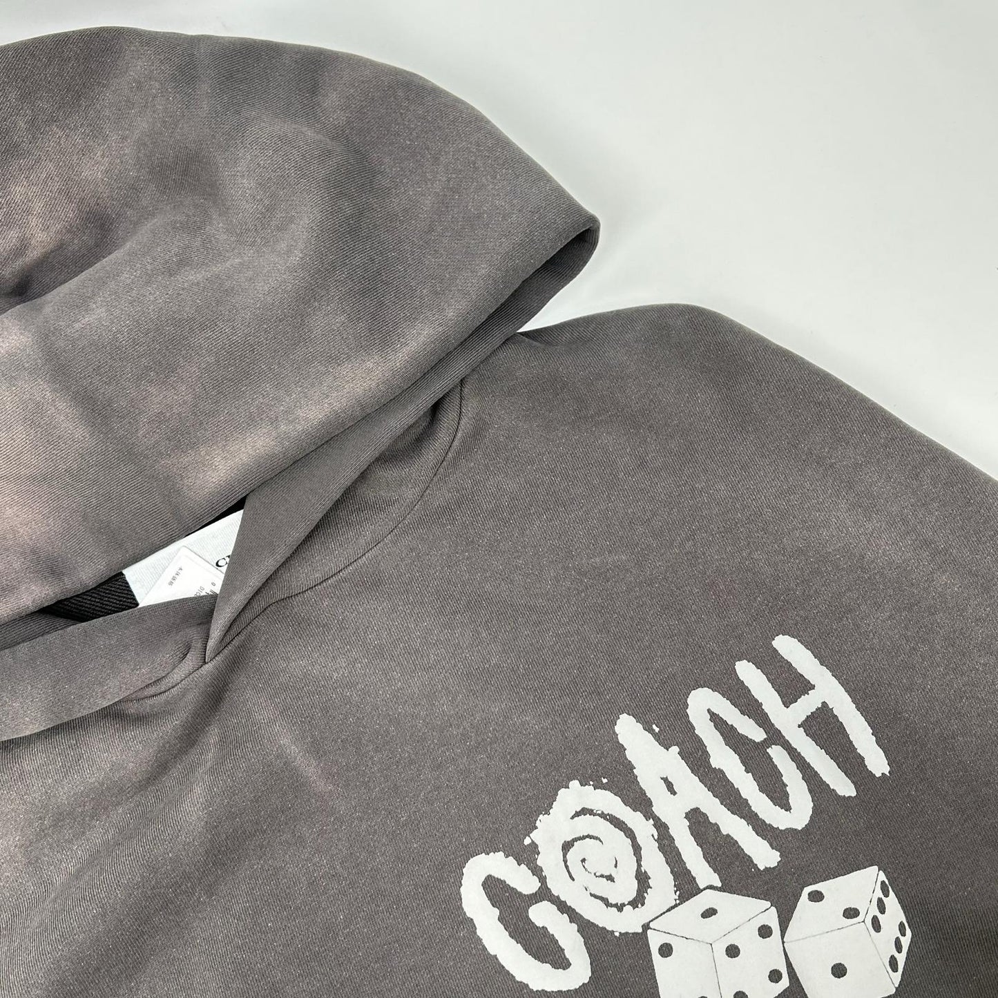 COACH Gray Garment Dye Dice Logo Relaxed Hoodie Size S