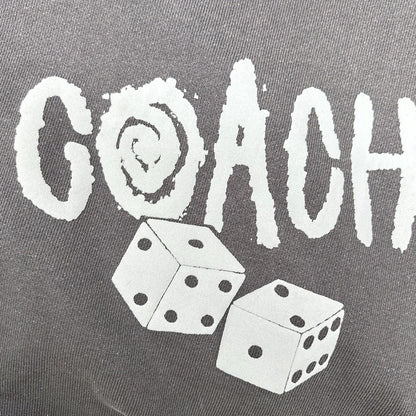 COACH Gray Garment Dye Dice Logo Relaxed Hoodie Size S