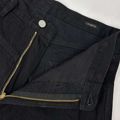 COMOLI C03-03005 Black Tapered Denim Jeans Size 2