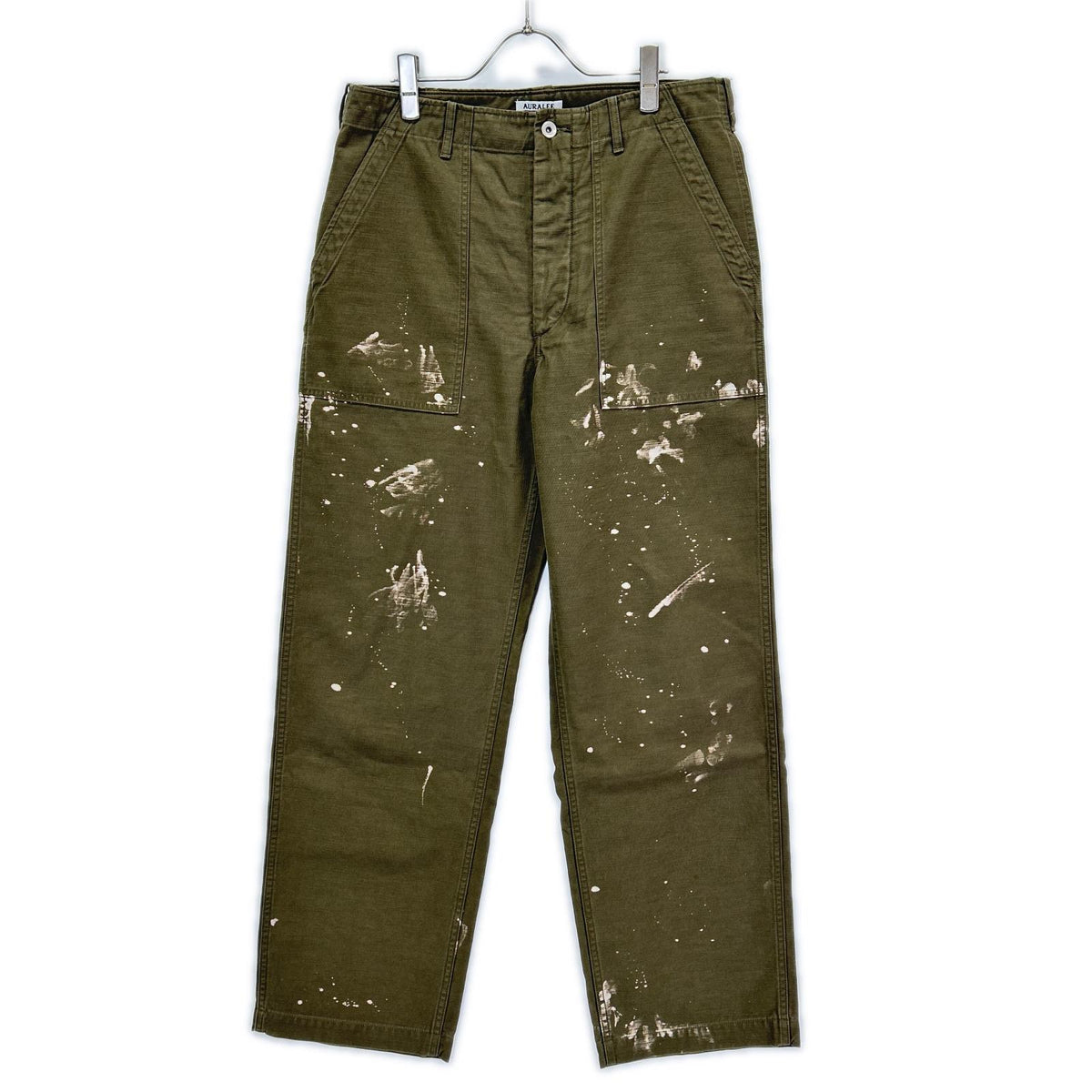 AURALEE 25AW Washed Baggy Satin Bleached Pants Green Size 5