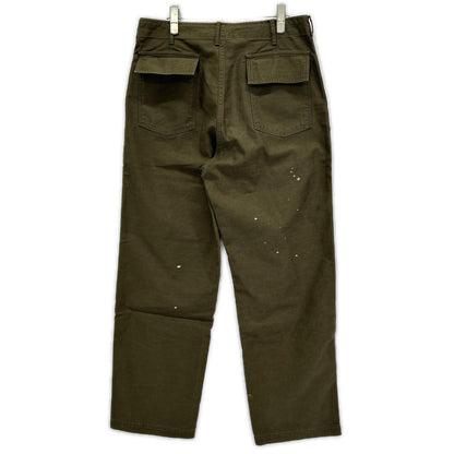 AURALEE 25AW Washed Baggy Satin Bleached Pants Green Size 5