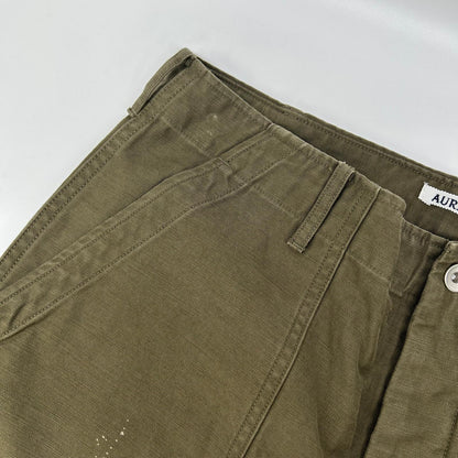 AURALEE 25AW Washed Baggy Satin Bleached Pants Green Size 5