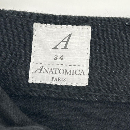 ANATOMICA 24SS Button Fly Tapered Black Denim Jeans Size 34