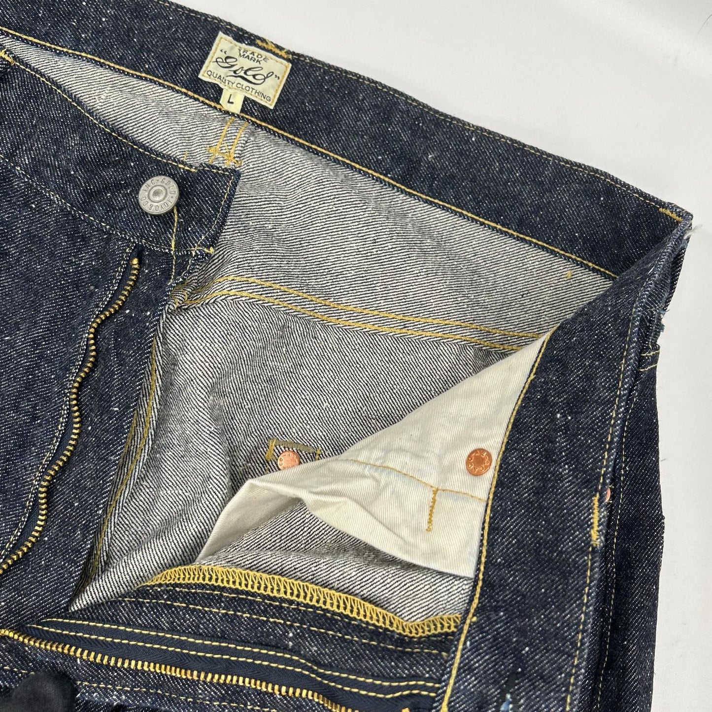 GOLD Recycled Suvin 14oz Denim 5-Pocket Pants Indigo Size L
