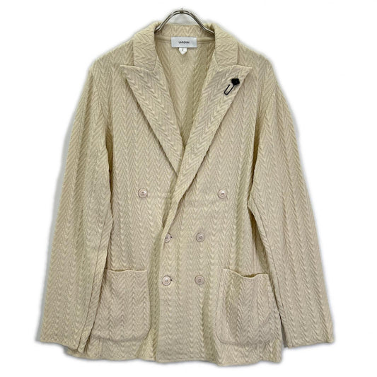 LARDINI Herringbone Cotton Jacket Ivory Size L