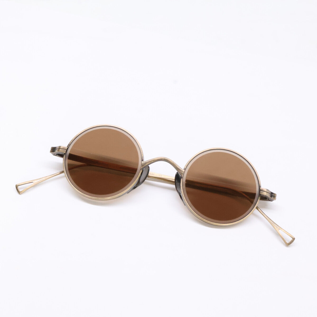 KameManNen KMN-99 AG Round Sunglasses Gold Size 43X22-145