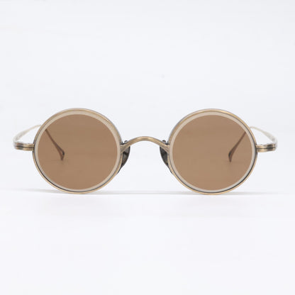 KameManNen KMN-99 AG Round Sunglasses Gold Size 43X22-145