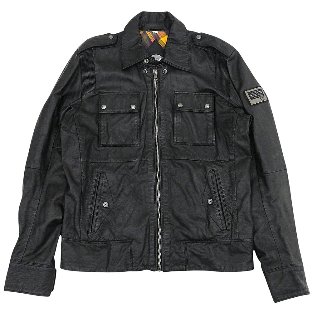 DIESEL Lambskin Check Lining Single Jacket Black Size XL