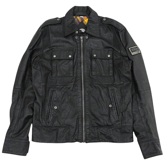 DIESEL Lambskin Check Lining Single Jacket Black Size XL