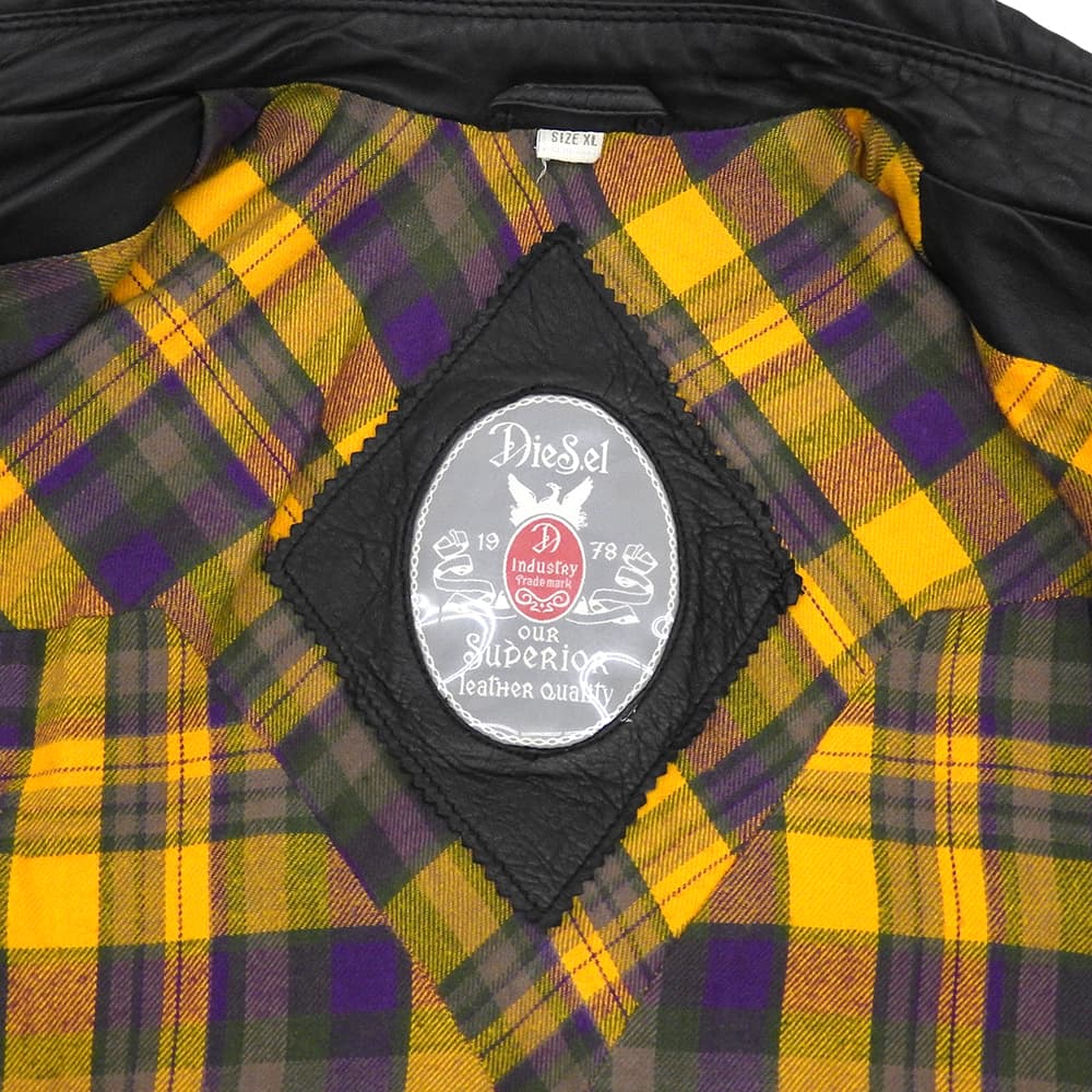 DIESEL Lambskin Check Lining Single Jacket Black Size XL
