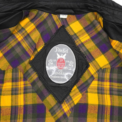 DIESEL Lambskin Check Lining Single Jacket Black Size XL