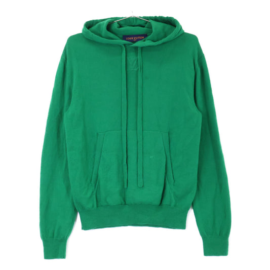 LOUIS VUITTON LV Embossed Cashmere Silk Hoodie Green Size XS