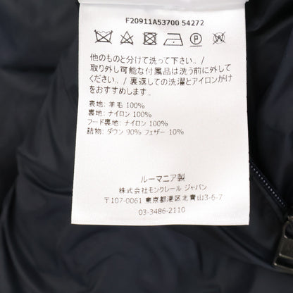 MONCLER MONTGENEVRE Hooded Wool Down Jacket Navy Size 2