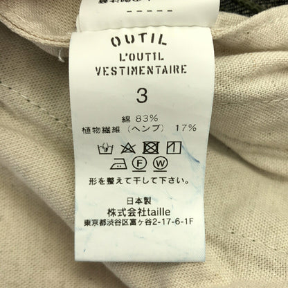 OUTIL Pantalon Melle Cotton Hemp Chino Trousers Black Size 3