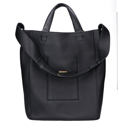 thYme Natural Shrink Leather Tote Bag Black