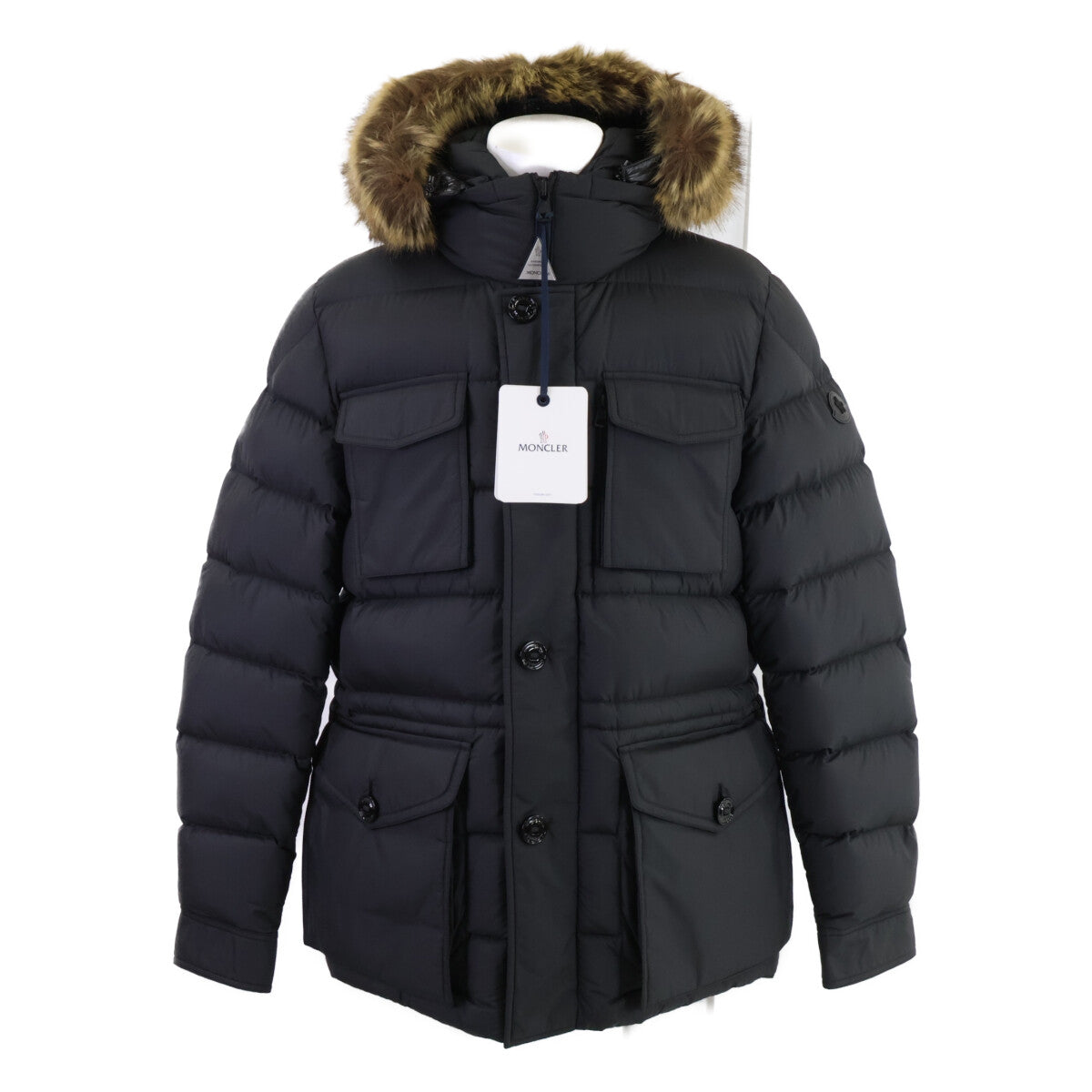 MONCLER CHEVREUSE Fur Hooded Down Jacket Black Size 4