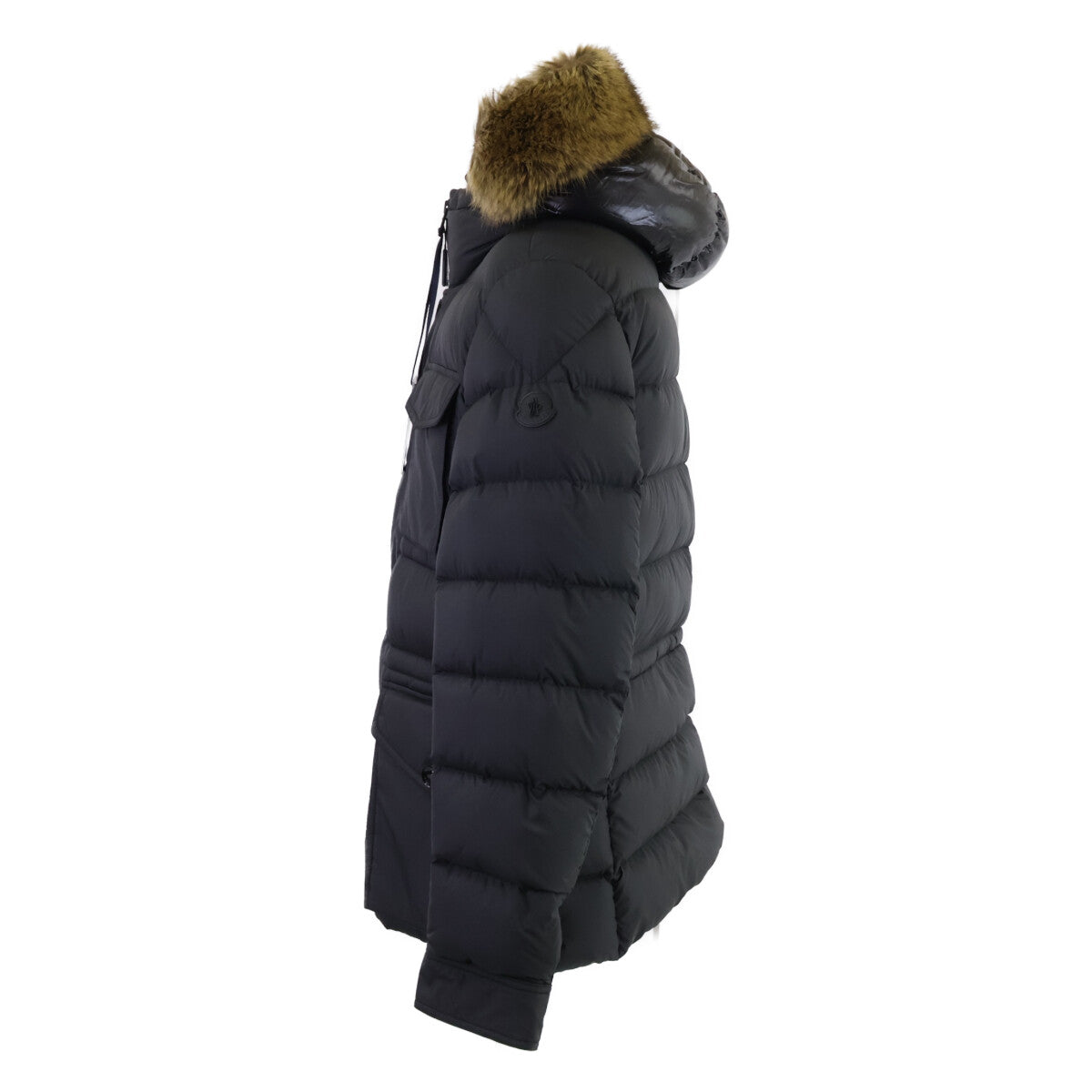 MONCLER CHEVREUSE Fur Hooded Down Jacket Black Size 4