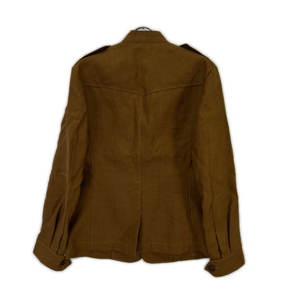ELNEST Gibson Linen Stand Collar Safari Jacket Brown Size 50