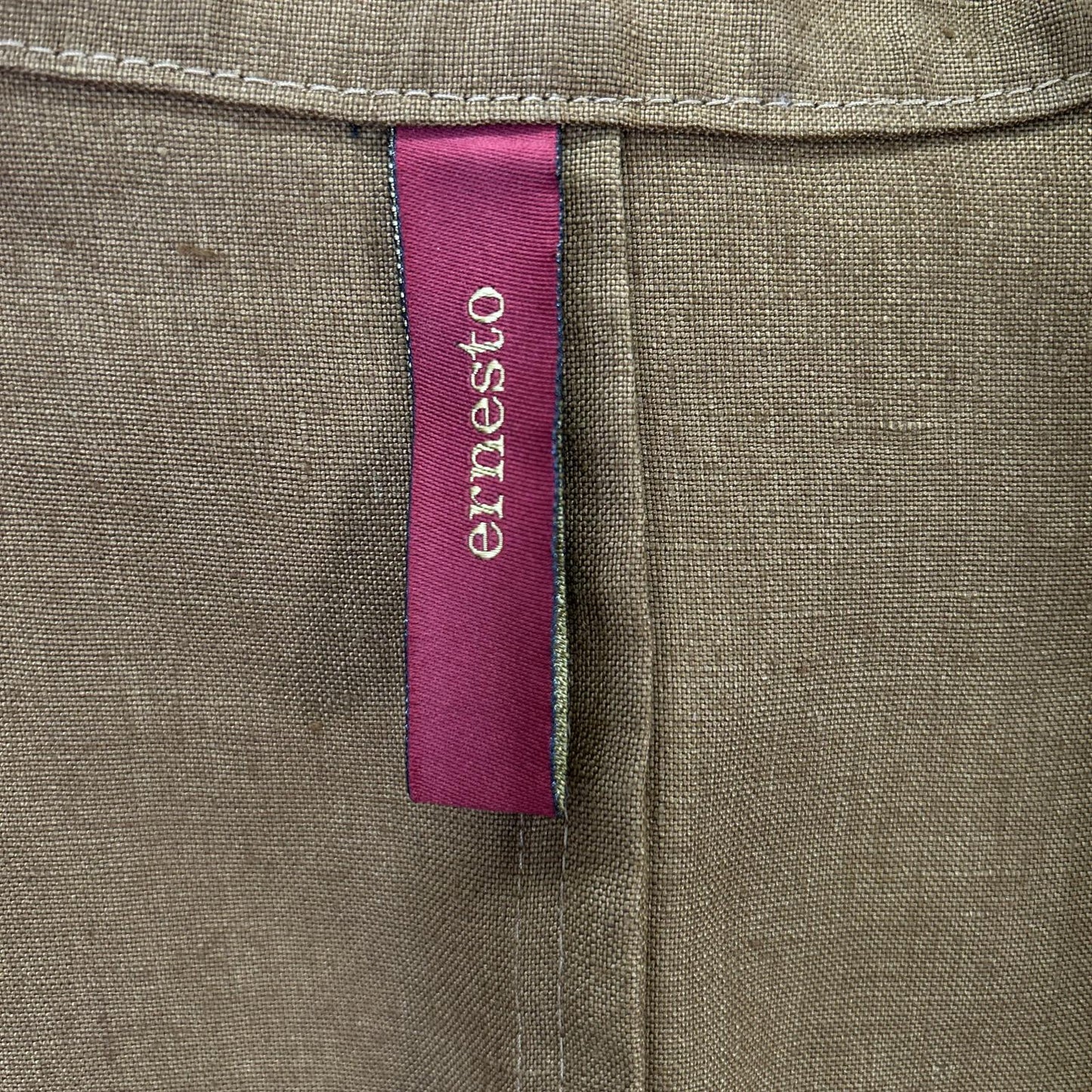 ELNEST Gibson Linen Stand Collar Safari Jacket Brown Size 50