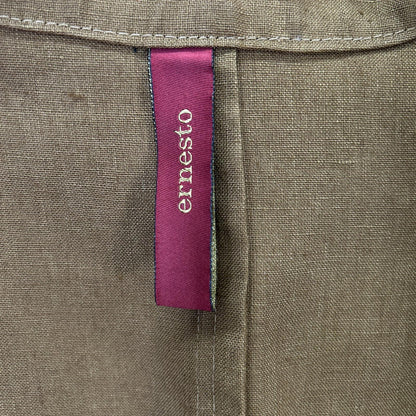 ELNEST Gibson Linen Stand Collar Safari Jacket Brown Size 50