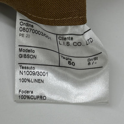 ELNEST Gibson Linen Stand Collar Safari Jacket Brown Size 50