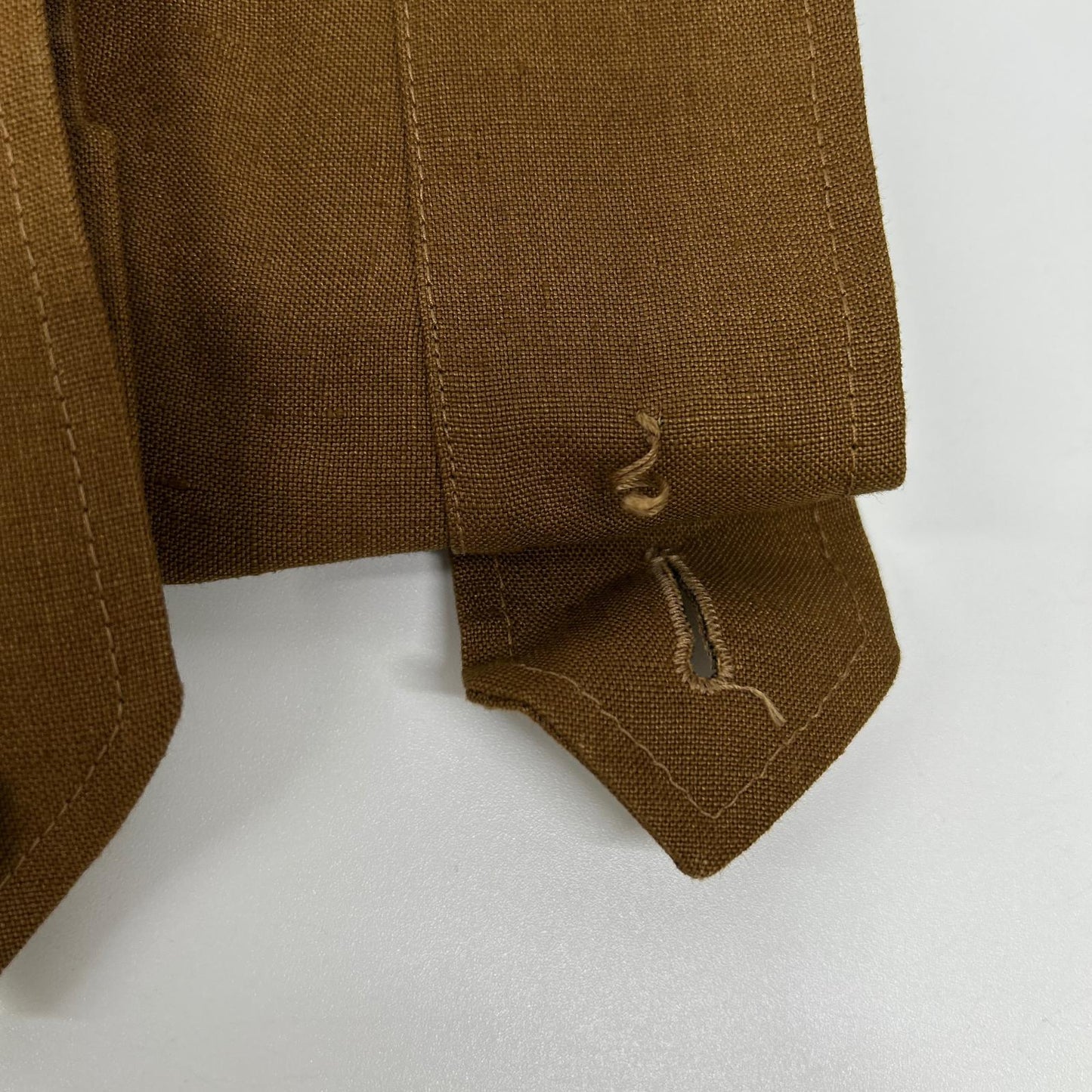 ELNEST Gibson Linen Stand Collar Safari Jacket Brown Size 50