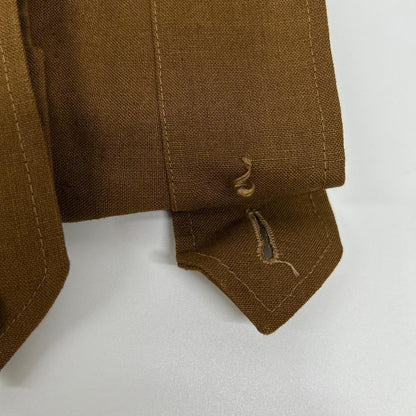 ELNEST Gibson Linen Stand Collar Safari Jacket Brown Size 50
