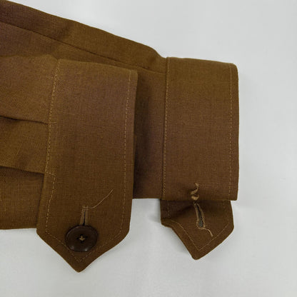 ELNEST Gibson Linen Stand Collar Safari Jacket Brown Size 50