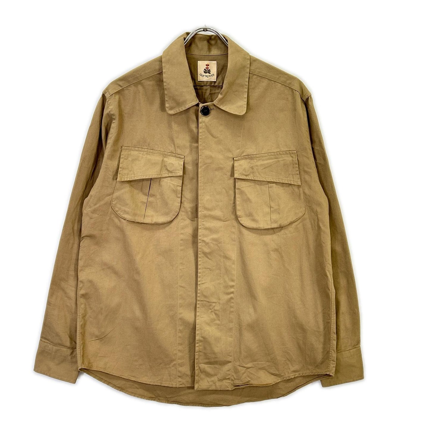 Guy Rover Beige Cotton Round Collar Military Jacket Size M
