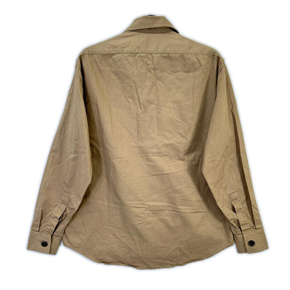 Guy Rover Beige Cotton Round Collar Military Jacket Size M