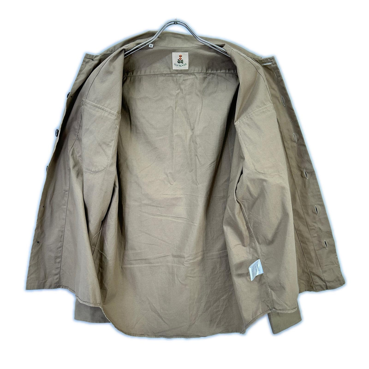 Guy Rover Beige Cotton Round Collar Military Jacket Size M