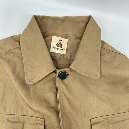 Guy Rover Beige Cotton Round Collar Military Jacket Size M